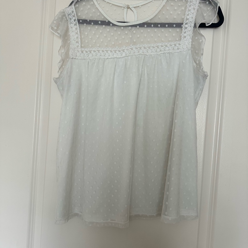 Elegant White Lace Trim Women's Top